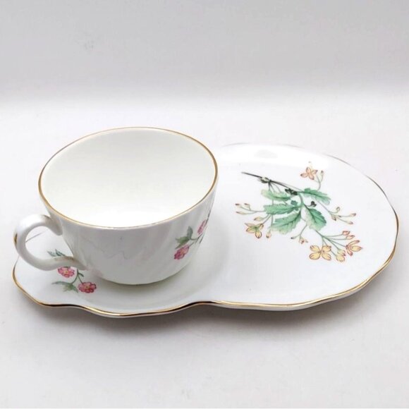 Vintage Royal Kent Staffordshire England Floral Porcelain Cup & Snack Tray Set - Picture 5 of 8